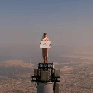 Woman stands on top of Burj Khalifa in incredible Emirates ads