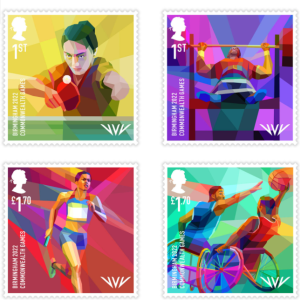 Charis Tsevis designed eight special stamps for Commonwealth Games