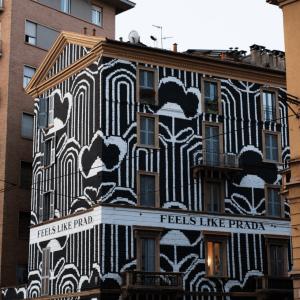 Prada transforms façades in Milan for latest collection