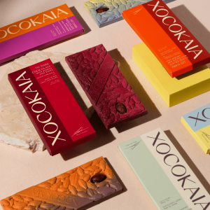 XOCOKAIA's packaging design uses color blocking to turn it into art. 