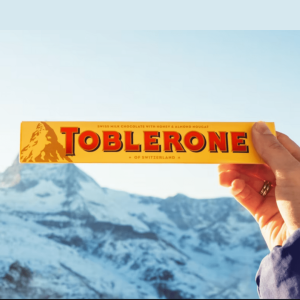 Toblerone's iconic Matterhorn logo of its packaging.